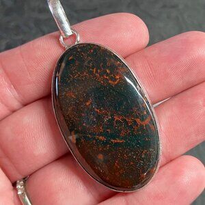 CHIP DISCOUNT Heliotrope Bloodstone Pendant Stone Crystal Jewelry